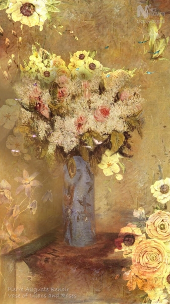 Vase of Lilacs and Roses